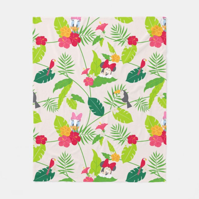 Minnie & Daisy | Tropical Pattern Fleece Blanket (Front)