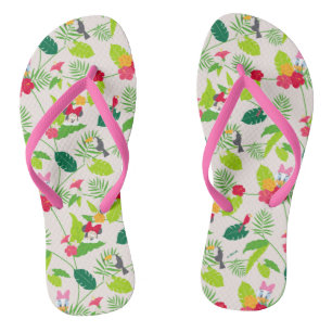 Minnie & Daisy   Tropical Pattern Flip Flops