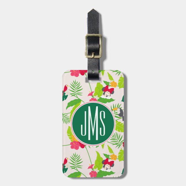 Minnie & Daisy | Tropical Pattern Monogram Luggage Tag (Front Vertical)