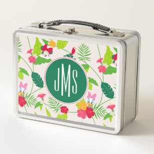 Minnie & Daisy   Tropical Pattern Monogram Metal Lunch Box