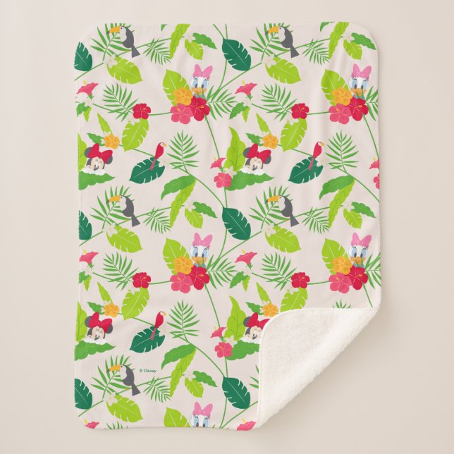 Minnie & Daisy | Tropical Pattern Sherpa Blanket (Front)