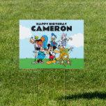 Minnie & Friends Golf Birthday Garden Sign<br><div class="desc">Oh gosh! Bring the clubhouse fun outside with this Mickey & Friends birthday yard sign! Featuring Mickey, Minnie, Donald, Daisy, Goofy, Pluto, and Chip & Dale in their colourful golf outfits, this cheerful design is perfect for greeting guests with Disney magic right from the curb. Set against a bright blue...</div>