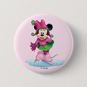 Minnie Ice Skating 2 Inch Round Button