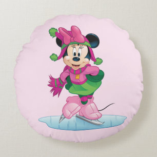 Minnie Ice Skating Round Pillow