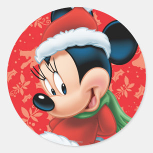 Minnie in Holiday Outfit Classic Round Sticker