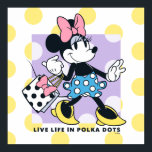 Minnie Live Life in Polka Dots Poster<br><div class="desc">Bright, bold, and full of fashionable fun, this cheerful artwork features Minnie Mouse stepping out in style with her signature bow, polka dot skirt, and coordinating shopping bag. Set against a lively polka dot background with an uplifting message, this design celebrates confidence, joy, and classic Minnie flair. Perfect for customizable...</div>