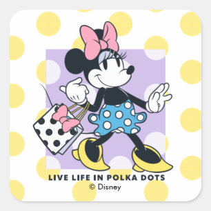 Minnie Live Life in Polka Dots Square Sticker