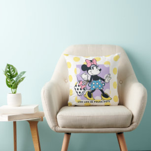 Minnie Live Life in Polka Dots Throw Pillow