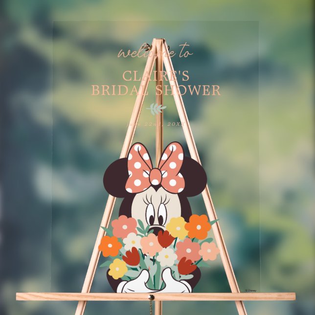 Minnie Love is in Bloom Bridal Shower Welcome Acrylic Sign (Neutral)