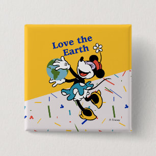Minnie   Love the Earth 2 Inch Square Button