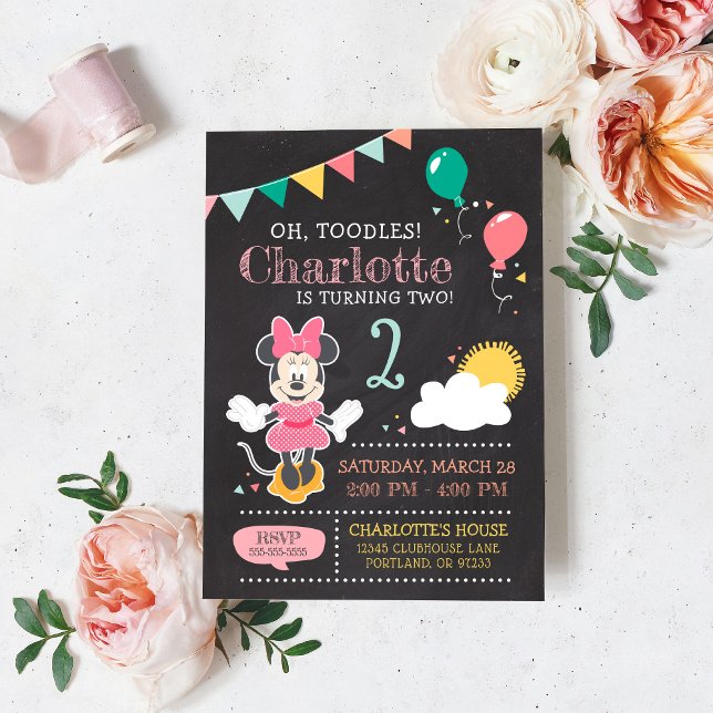 Minnie Mouse 2nd Birthday Chalkboard Invitation (Creator Uploaded)