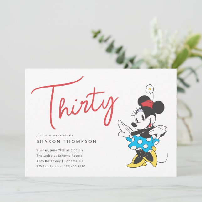 Minnie Mouse 30th Birthday  Invitation (Standing Front)