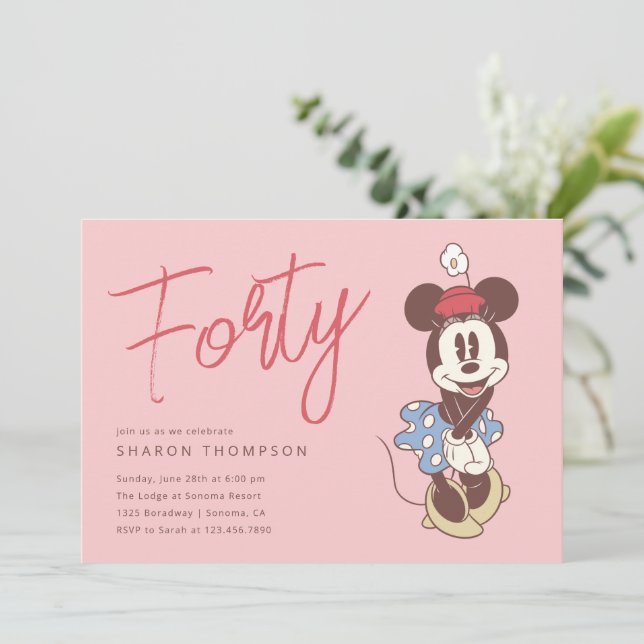 Minnie Mouse 40th Birthday  Invitation (Standing Front)