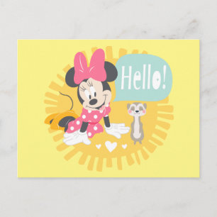 Minnie Mouse and Animal Friend - Hello Postcard