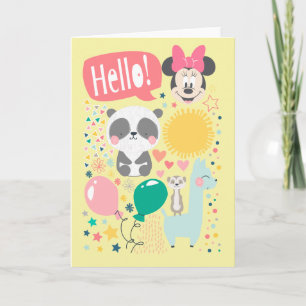 Minnie Mouse, Animals, & Balloons - Hello Card