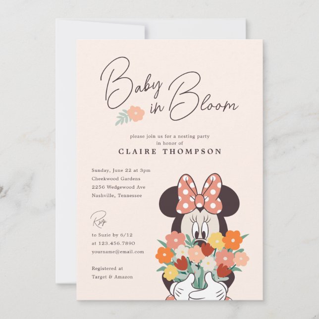 Minnie Mouse | Baby in Bloom Nesting Party Invitation (Front)