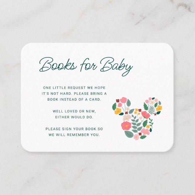 Minnie Mouse | Baby Shower Books for Baby Place Card (Front)