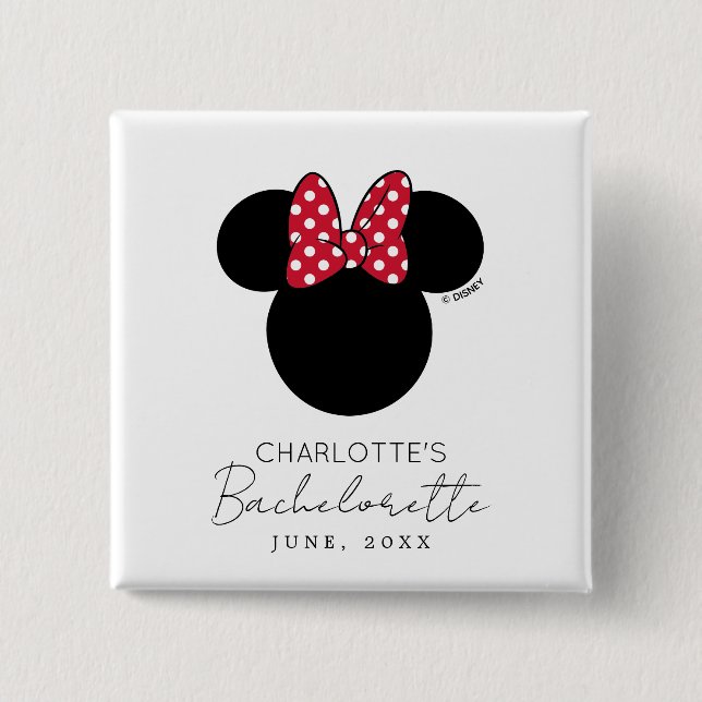 Minnie Mouse Bachelorette Bridesmaid  2 Inch Square Button (Front)