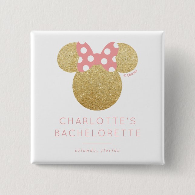 Minnie Mouse Bachelorette Party 2 Inch Square Button (Front)