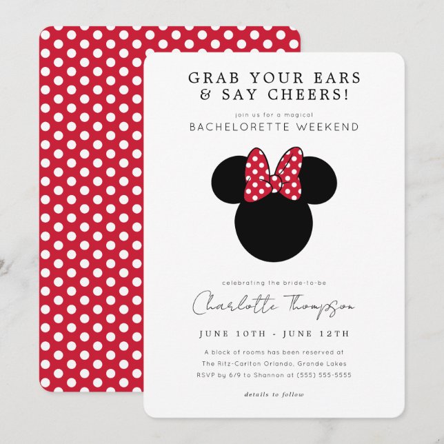 Minnie Mouse Bachelorette Party Weekend Invitation (Front/Back)