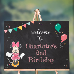 Minnie Mouse Birthday Chalkboard Birthday Welcome Acrylic Sign