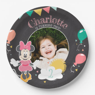 Minnie Mouse Birthday Chalkboard Photo Paper Plate