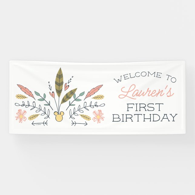 Minnie Mouse Boho Festival Birthday Banner (Horizontal)