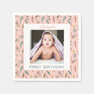 Minnie Mouse Boho Festival Birthday Napkin