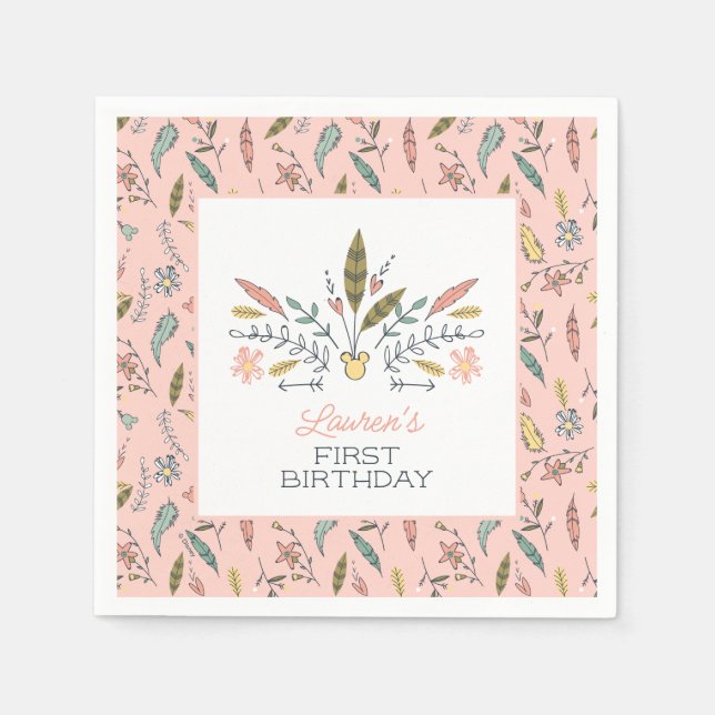 Minnie Mouse Boho Festival Birthday Napkin (Front)