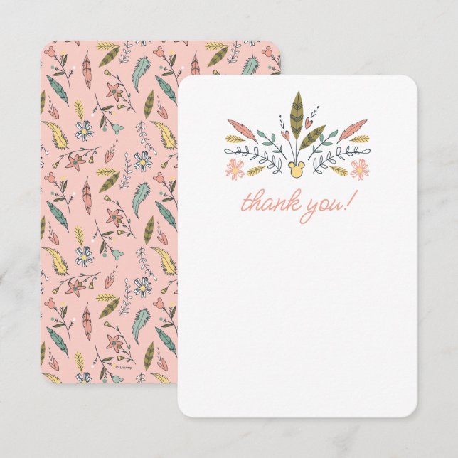Minnie Mouse Boho Festival Birthday Thank You Card (Front/Back)