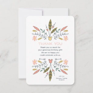 Minnie Mouse Boho Festival Birthday Thank You Card
