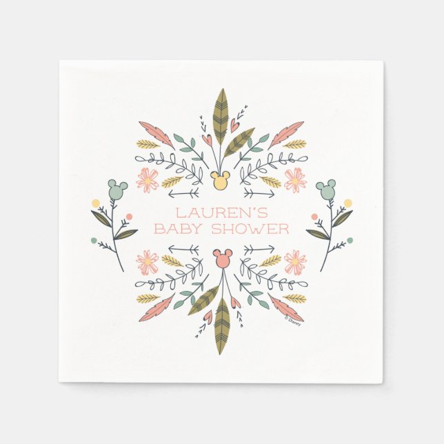 Minnie Mouse Boho Festival Girl Baby Shower Napkin (Front)