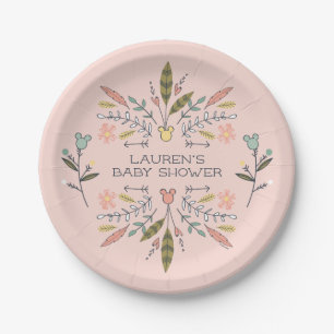 Minnie Mouse Boho Festival Girl Baby Shower Paper Plate