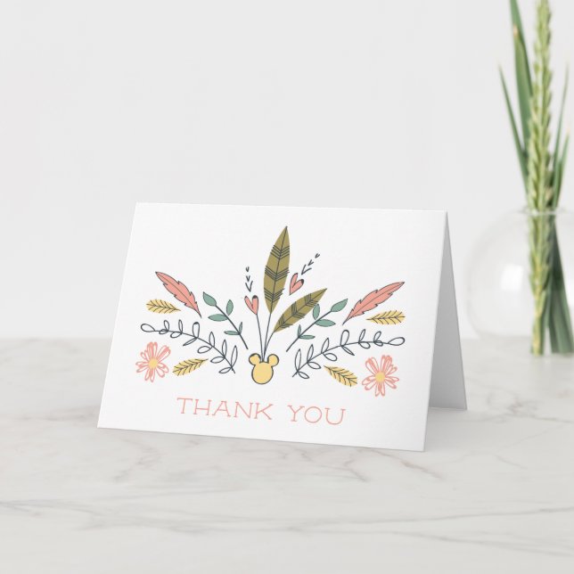 Minnie Mouse Boho Festival Shower Thank You Card (Front)