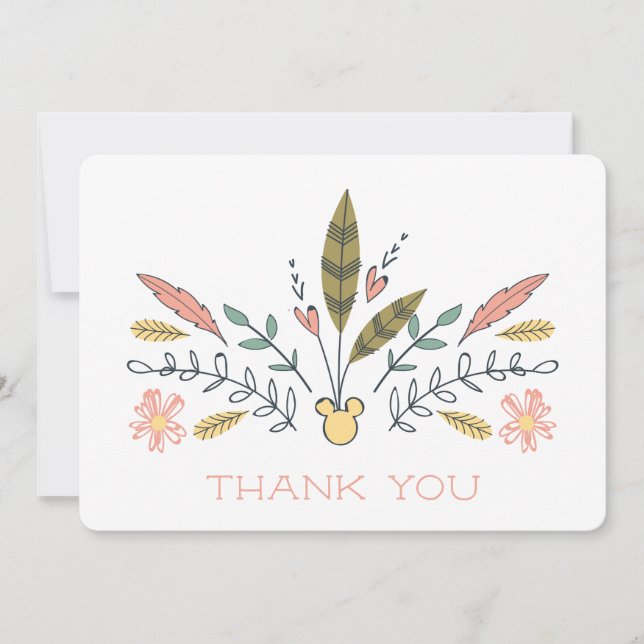 Minnie Mouse Boho Festival Shower Thank You Card (Front)