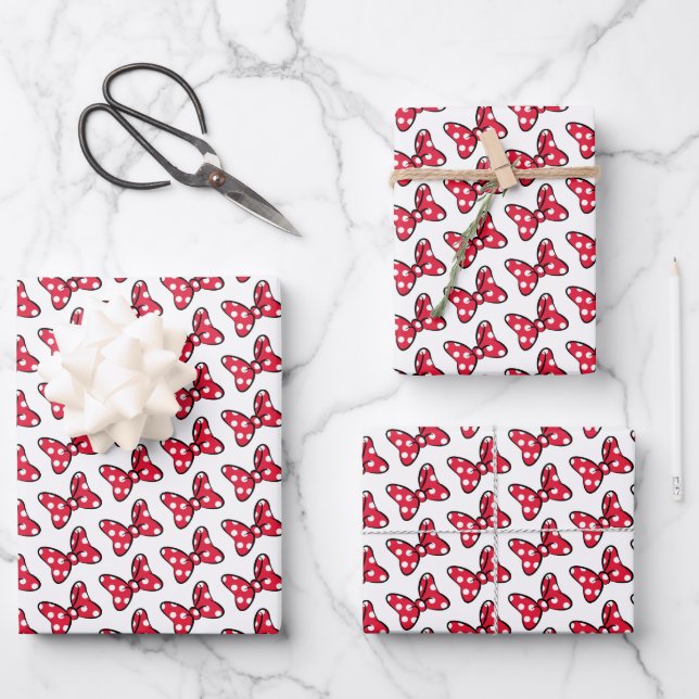 Minnie Mouse Bow Birthday Pattern  Wrapping Paper Sheet (Front)