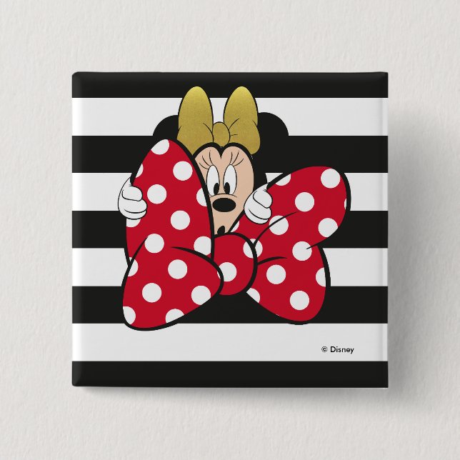 Minnie Mouse | Bow Tie 2 Inch Square Button (Front)