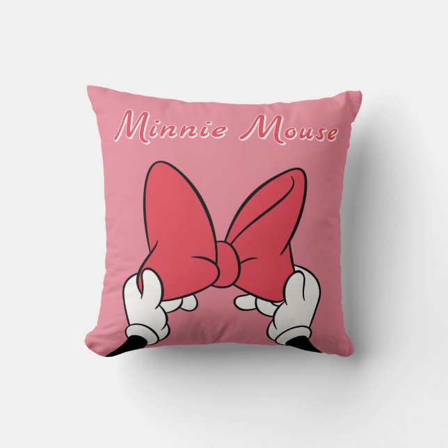 Minnie Mouse Bow with Rainbow Throw Pillow (Front)