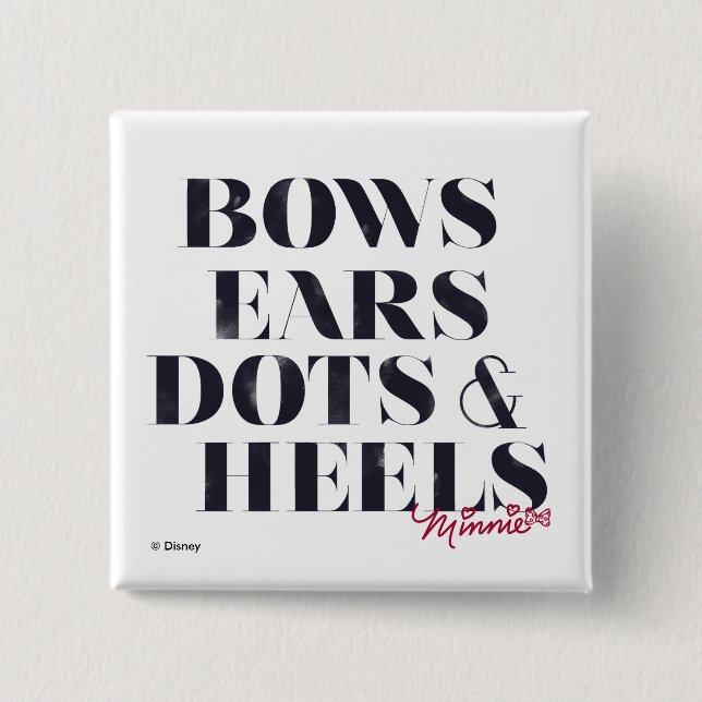 Minnie Mouse | Bows Ears Dots & Heels 2 Inch Square Button (Front)