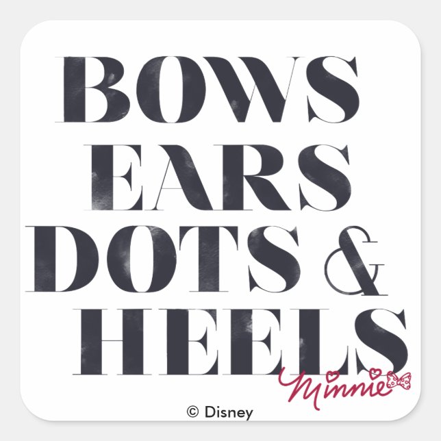 Minnie Mouse | Bows Ears Dots & Heels Square Sticker (Front)