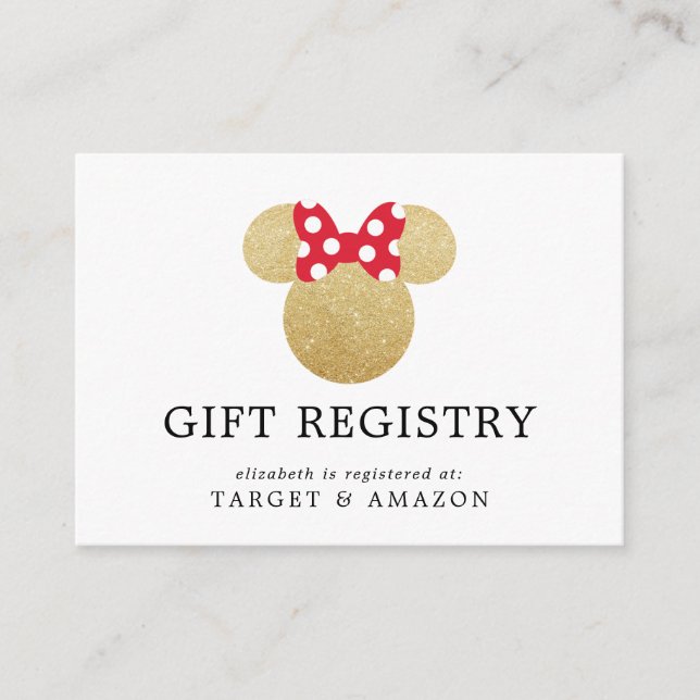 Minnie Mouse | Bridal Shower Gift Registry Enclosure Card (Front)