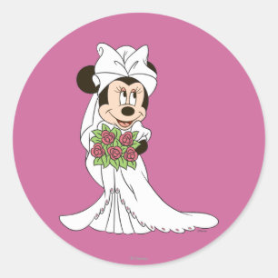 Minnie Mouse   Bride at Wedding Classic Round Sticker
