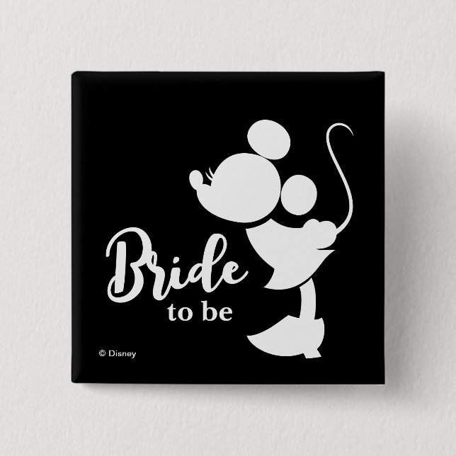 Minnie Mouse Bride to be  2 Inch Square Button (Front)