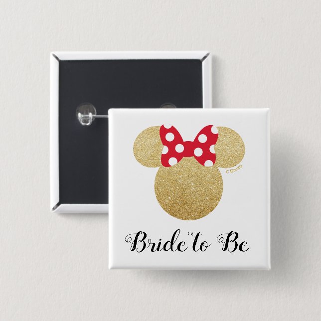Minnie Mouse Bride to Be | Bridal Shower 2 Inch Square Button (Front & Back)