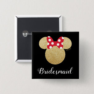 Minnie Mouse Bridesmaid Bridal Shower 2 Inch Square Button