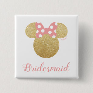 Minnie Mouse Bridesmaid   Bridal Shower 2 Inch Square Button