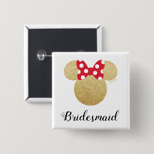 Minnie Mouse Bridesmaid   Bridal Shower 2 Inch Square Button
