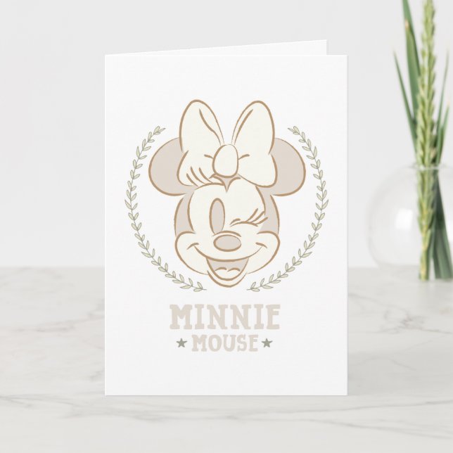 Minnie Mouse Cheer Minimal Infant Doodle Card (Front)
