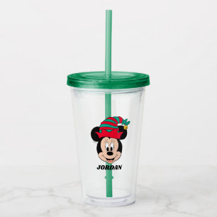 Minnie Mouse   Christmas Elf Hat Acrylic Tumbler