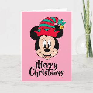 Minnie Mouse   Christmas Elf Hat Holiday Card